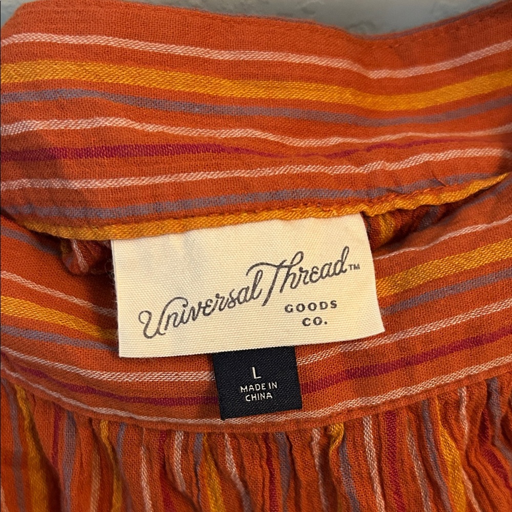 Striped Orange Sleeveless Universal Thread Top - Picture 2 of 6